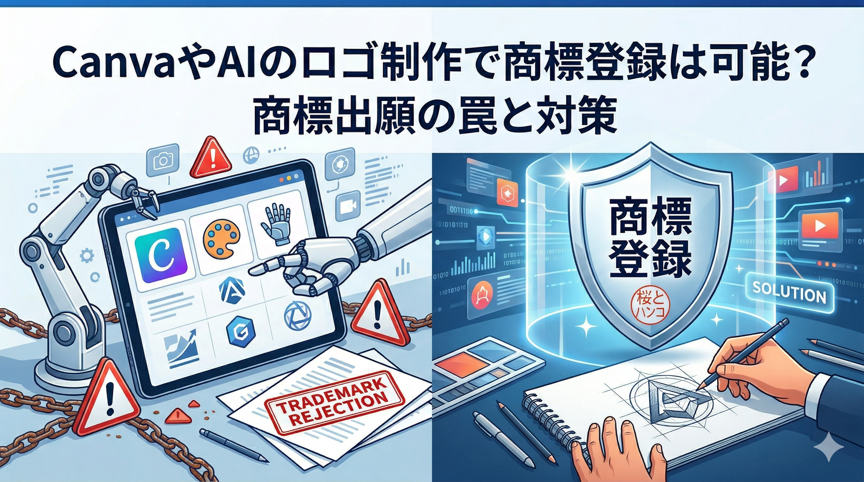 【2026年最新】CanvaやAIのロゴ制作で商標登録は可能？商標出願の罠と対策