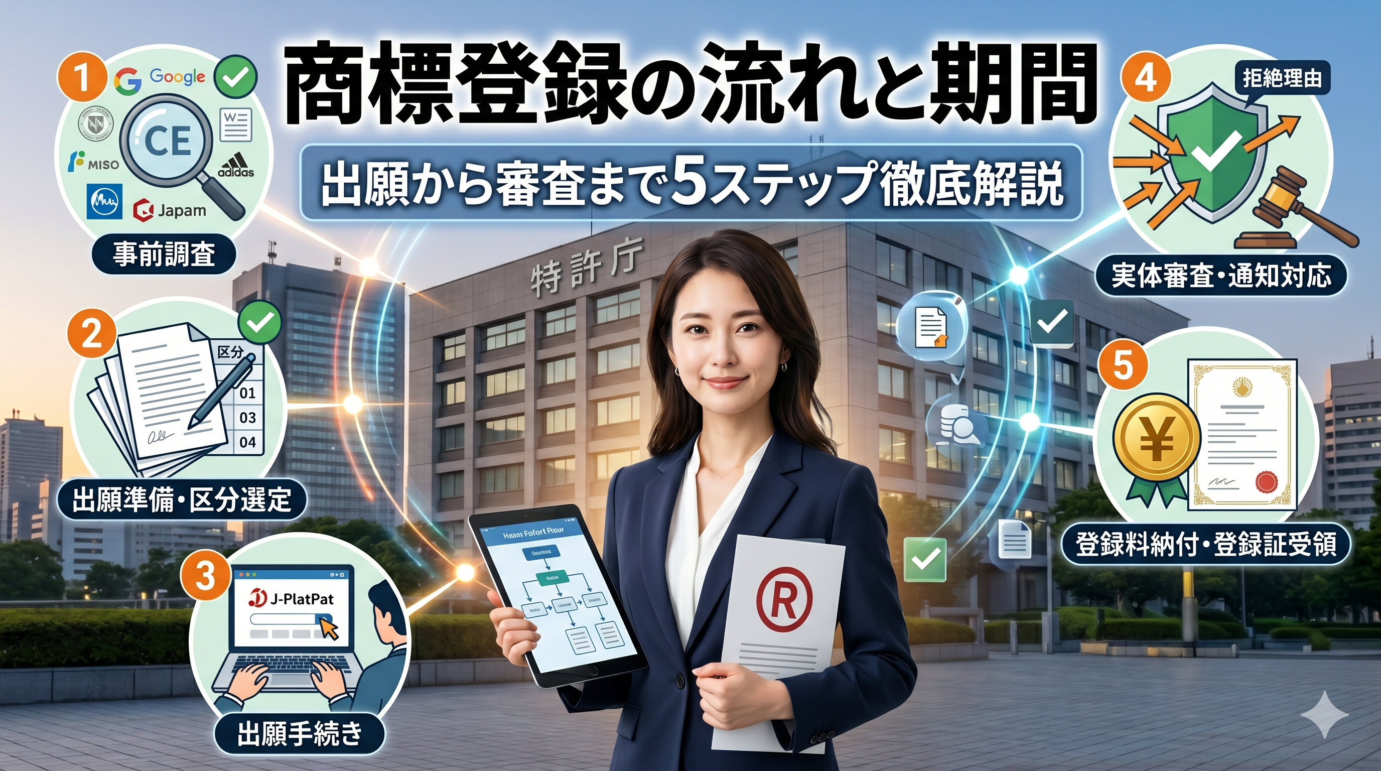 商標登録の流れと期間を完全網羅！出願から審査までの5ステップ徹底解説