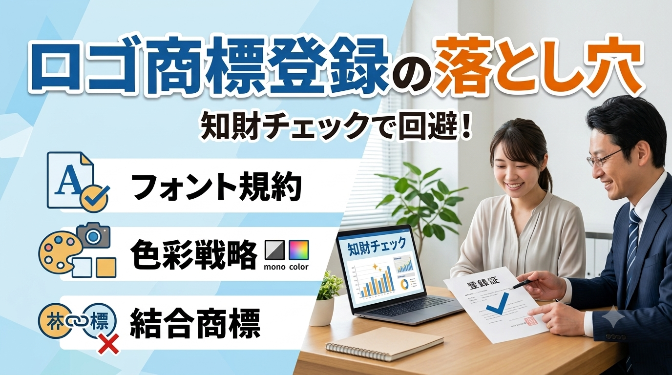 ロゴ商標登録の落とし穴：文字商標との違い、色（カラー・モノクロ）やフォントの商標権リスクと対策